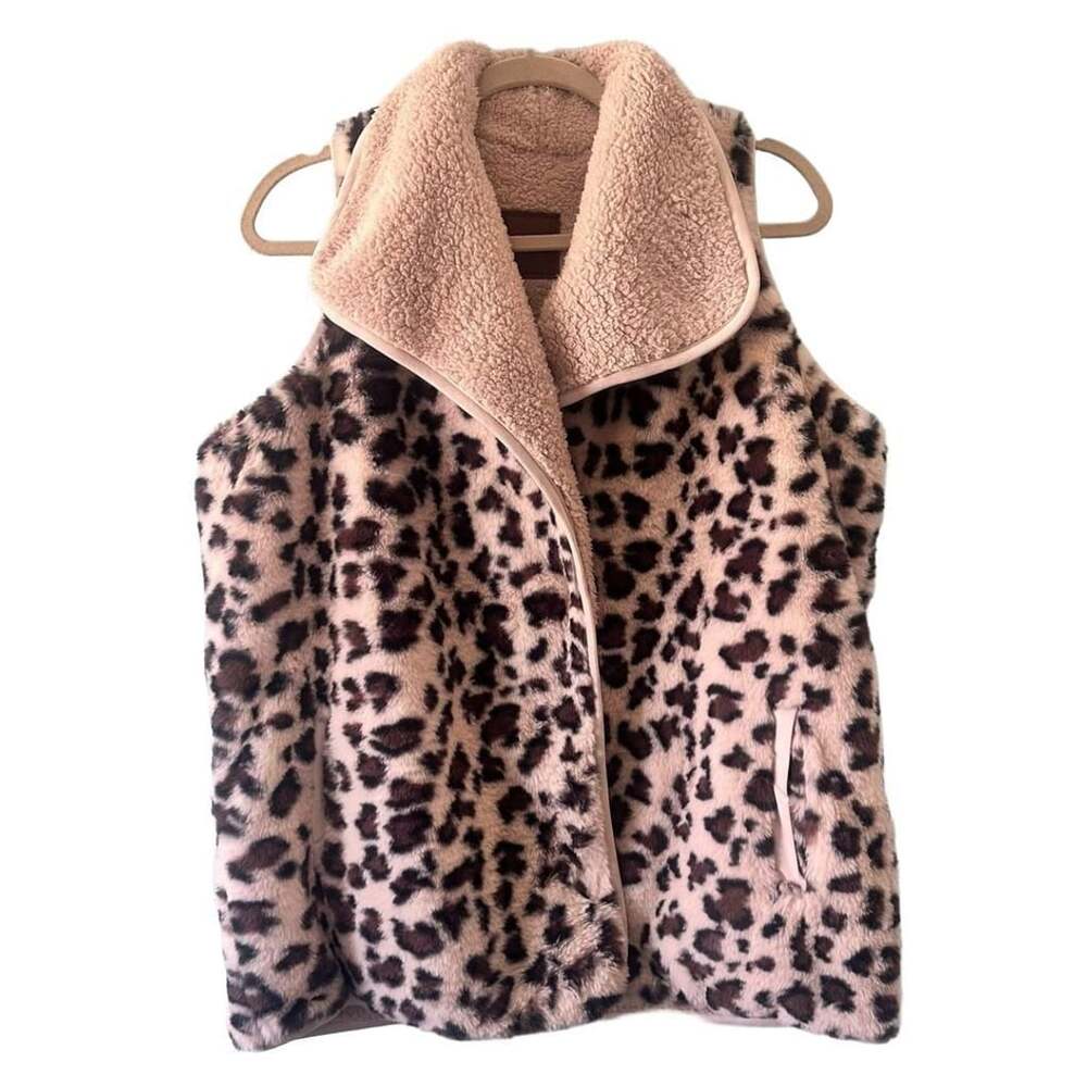 C.C Reversible Leopard Print Sherpa Faux Fur Vest Size M
